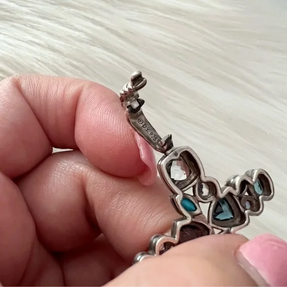 RARE David Yurman confetti diamond topaz turquoise cross pendant - Picture 6 of 11